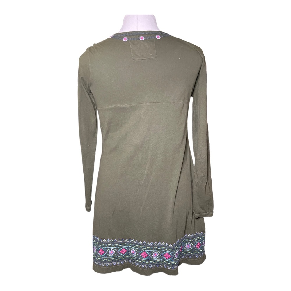 Johnny Was LA Embroidered Long Sleeve Olive Embroidered Dress - Picture 6 of 10